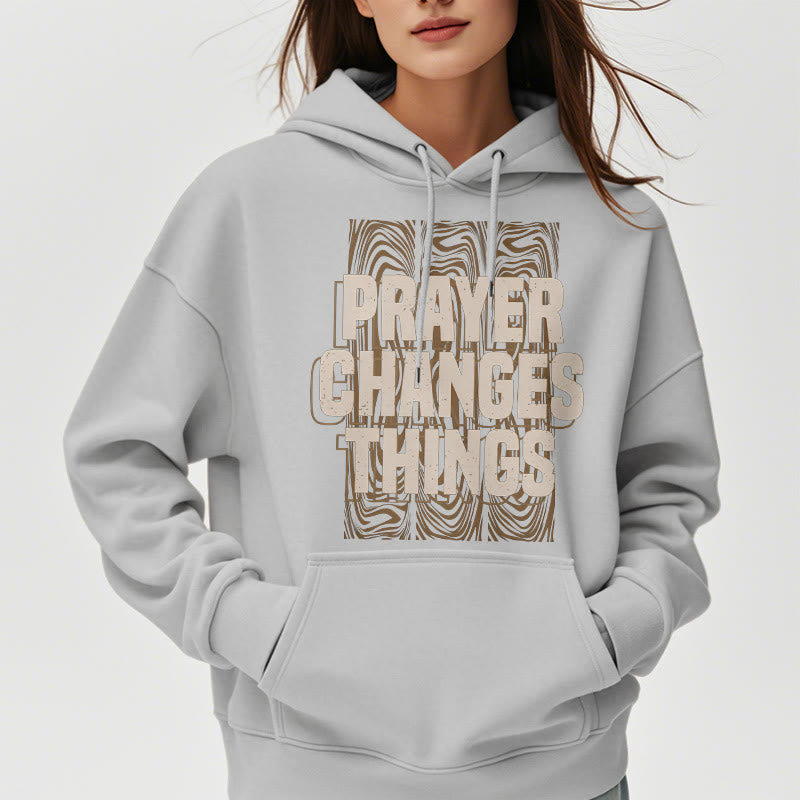 Christianartworkshop Moderner Stil „Prayer Changes Things“ Fleecegefütterter Polyester-Kapuzenpullover