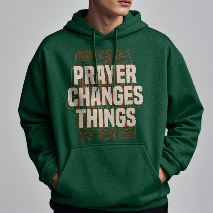 Christianartworkshop Moderner Stil „Prayer Changes Things“ Fleecegefütterter Polyester-Kapuzenpullover