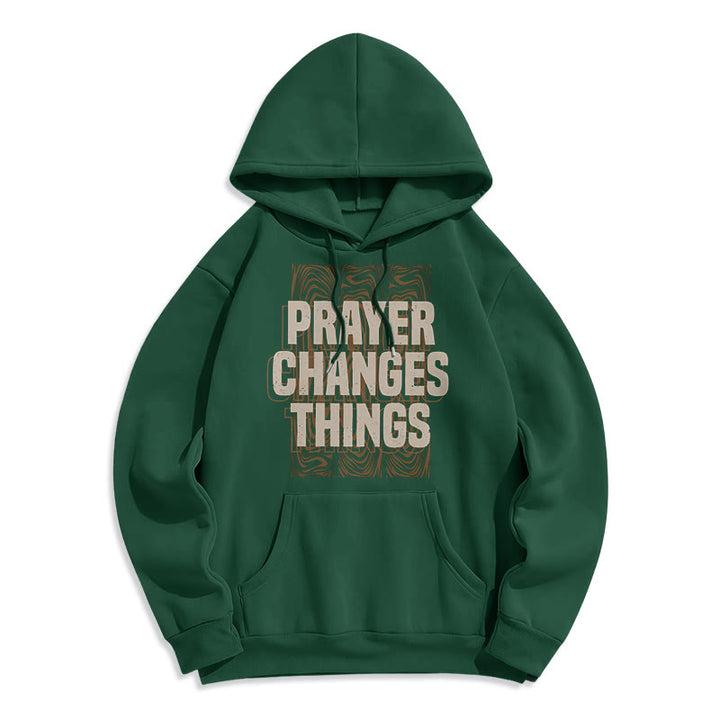 Christianartworkshop Moderner Stil „Prayer Changes Things“ Fleecegefütterter Polyester-Kapuzenpullover