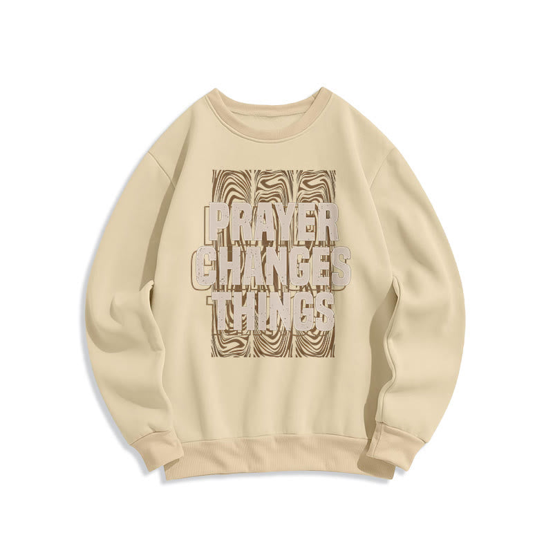 Christianartworkshop Moderner Stil „Prayer Changes Things“ Polyester-Sweatshirt mit Fleecefutter