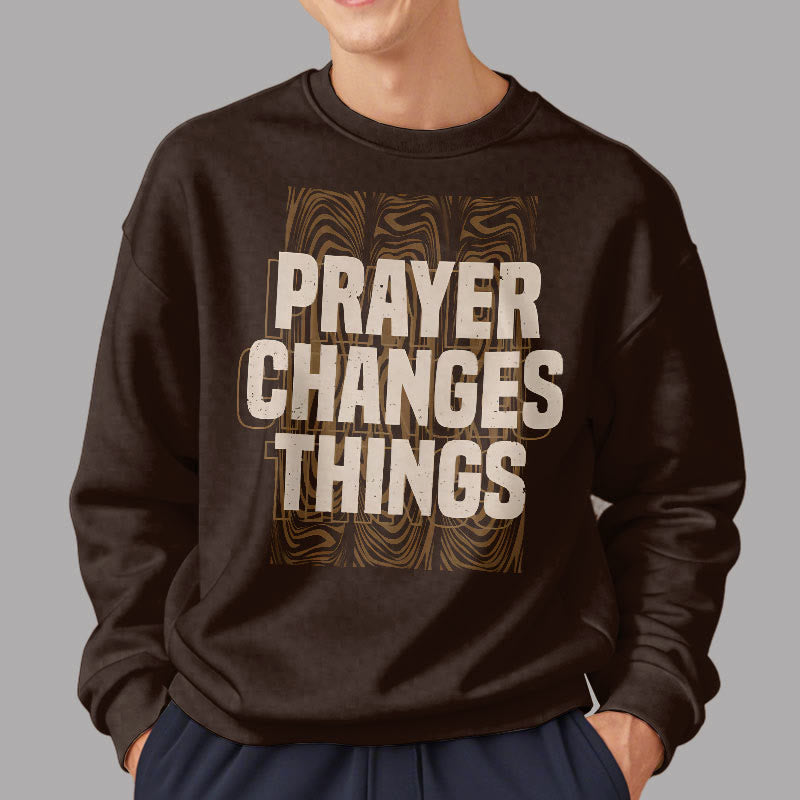Christianartworkshop Moderner Stil „Prayer Changes Things“ Polyester-Sweatshirt mit Fleecefutter