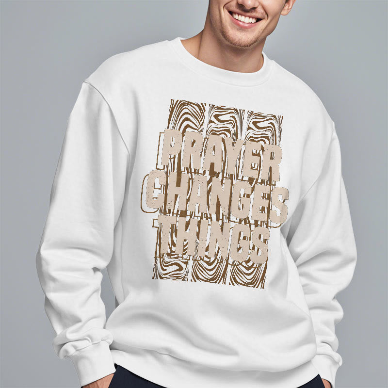 Christianartworkshop Moderner Stil „Prayer Changes Things“ Polyester-Sweatshirt mit Fleecefutter