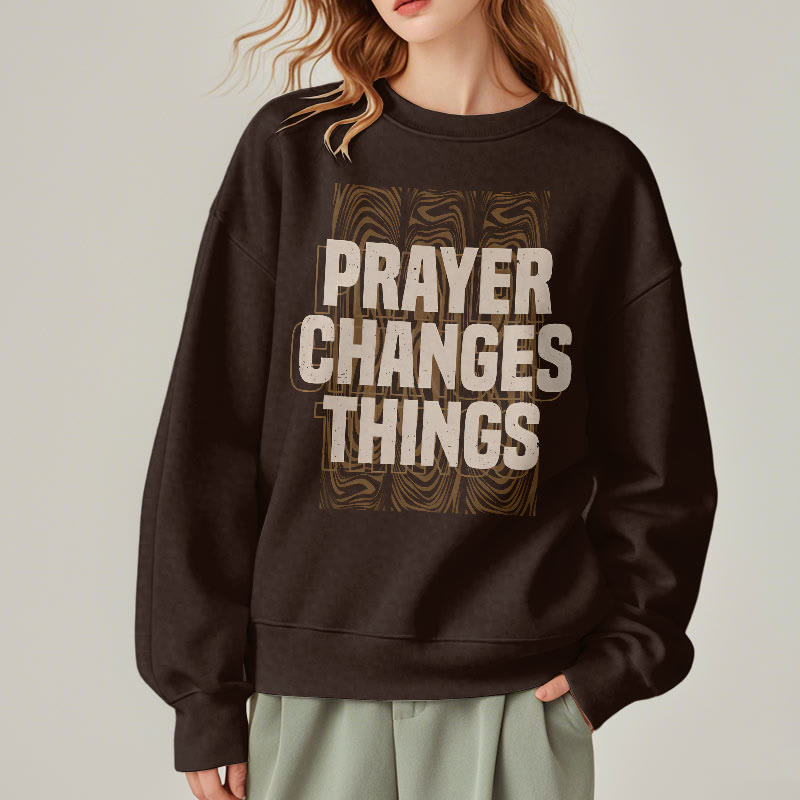 Christianartworkshop Moderner Stil „Prayer Changes Things“ Polyester-Sweatshirt mit Fleecefutter