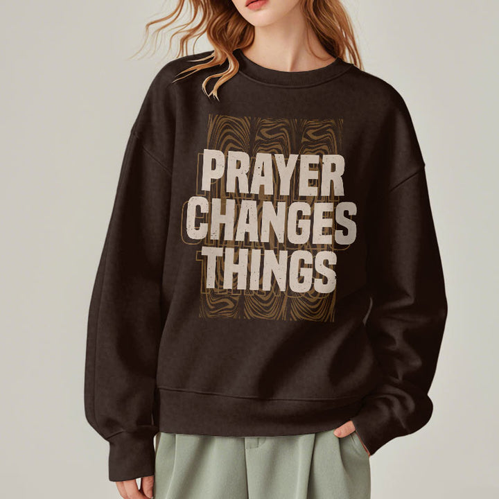 Christianartworkshop Moderner Stil „Prayer Changes Things“ Polyester-Sweatshirt mit Fleecefutter