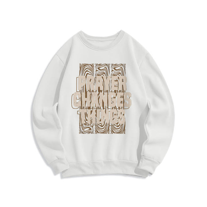 Christianartworkshop Moderner Stil „Prayer Changes Things“ Polyester-Sweatshirt mit Fleecefutter