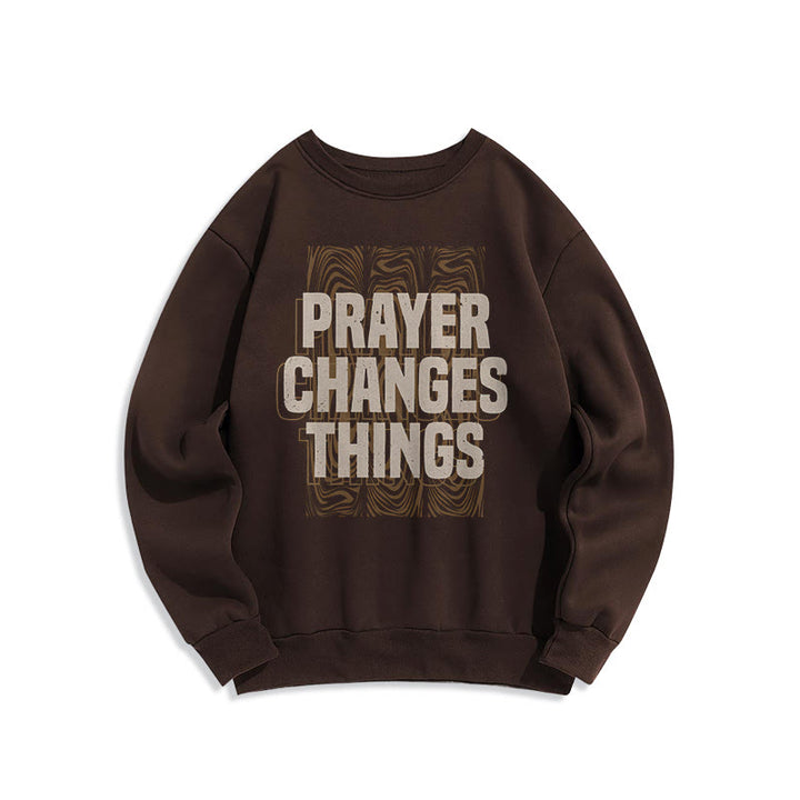 Christianartworkshop Moderner Stil „Prayer Changes Things“ Polyester-Sweatshirt mit Fleecefutter