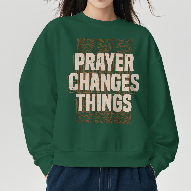 Christianartworkshop Moderner Stil „Prayer Changes Things“ Polyester-Sweatshirt mit Fleecefutter