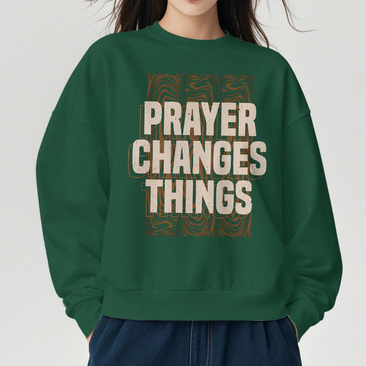 Christianartworkshop Moderner Stil „Prayer Changes Things“ Polyester-Sweatshirt mit Fleecefutter