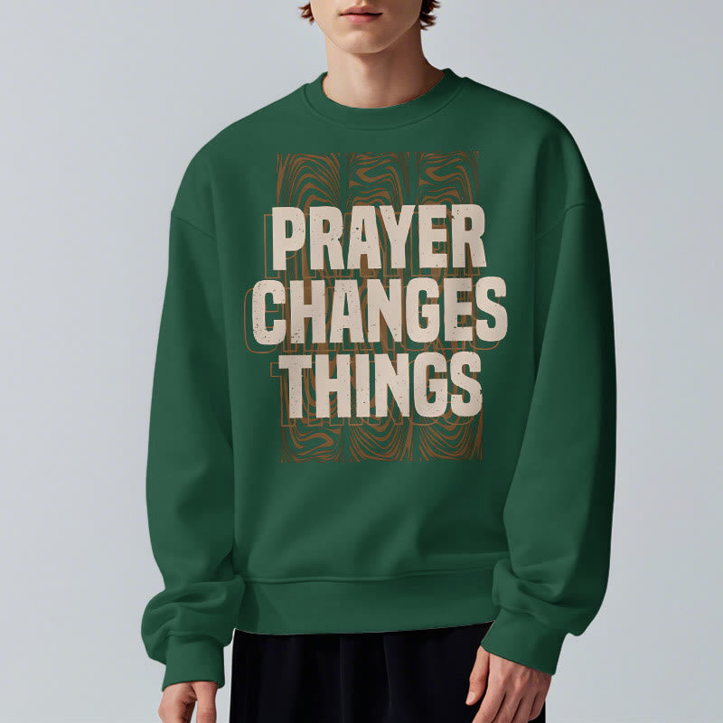 Christianartworkshop Moderner Stil „Prayer Changes Things“ Polyester-Sweatshirt mit Fleecefutter