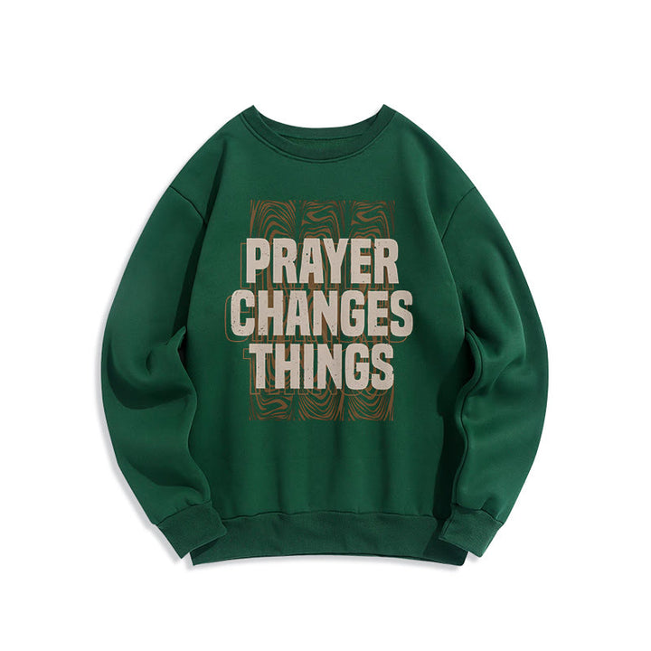 Christianartworkshop Moderner Stil „Prayer Changes Things“ Polyester-Sweatshirt mit Fleecefutter