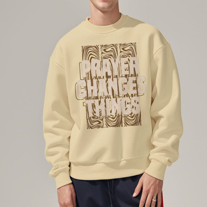 Christianartworkshop Moderner Stil „Prayer Changes Things“ Polyester-Sweatshirt mit Fleecefutter