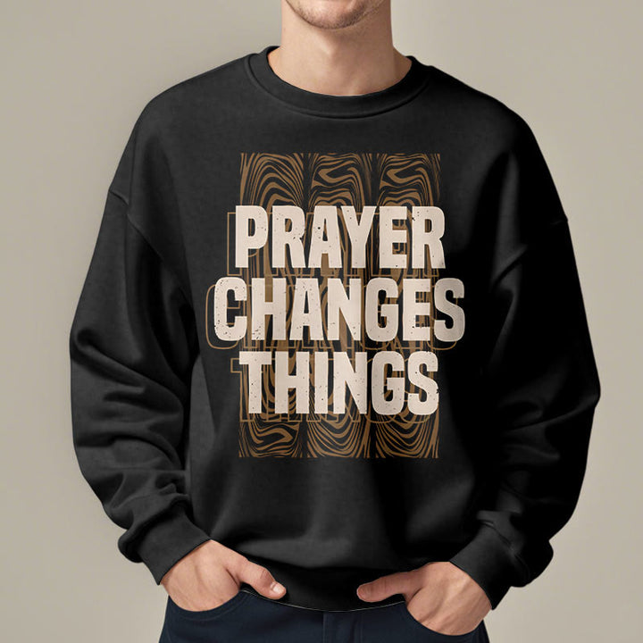 Christianartworkshop Moderner Stil „Prayer Changes Things“ Polyester-Sweatshirt mit Fleecefutter