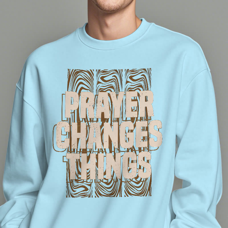 Christianartworkshop Moderner Stil „Prayer Changes Things“ Polyester-Sweatshirt mit Fleecefutter
