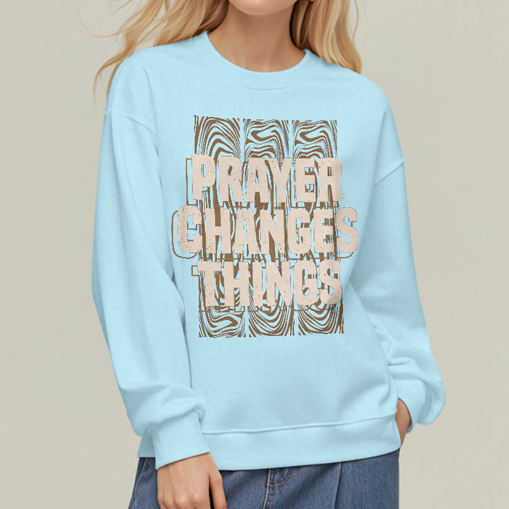 Christianartworkshop Moderner Stil „Prayer Changes Things“ Polyester-Sweatshirt mit Fleecefutter