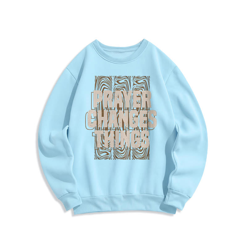Christianartworkshop Moderner Stil „Prayer Changes Things“ Polyester-Sweatshirt mit Fleecefutter