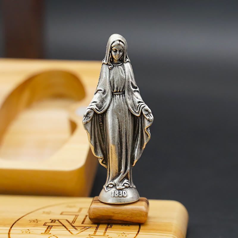 Christianartworkshop Klassischer Stil Andachts-Rosenkranz-Set aus Olivenholz mit der Jungfrau Maria - image 2
