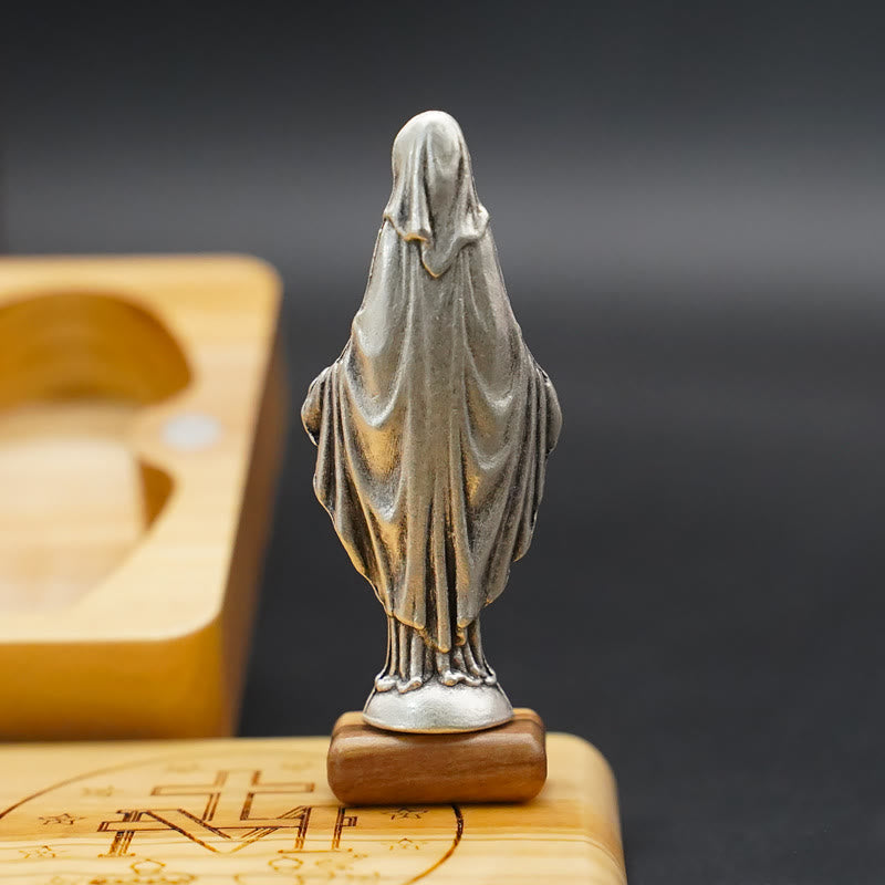 Christianartworkshop Klassischer Stil Andachts-Rosenkranz-Set aus Olivenholz mit der Jungfrau Maria - image 3