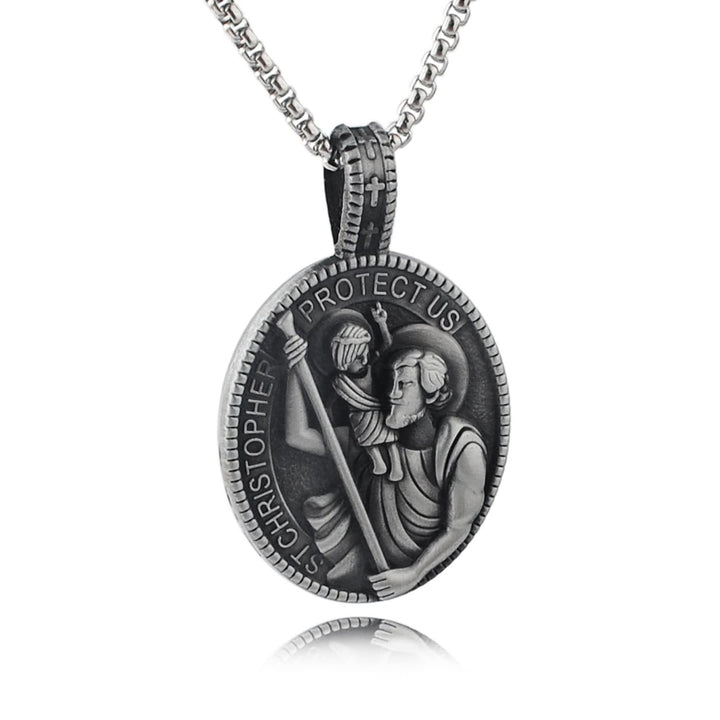 Christianartworkshop Halskette mit Anhänger „St. Christopher Protect Us“ im klassischen Stil