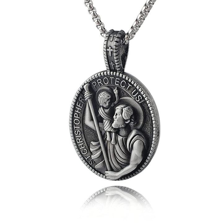 Christianartworkshop Halskette mit Anhänger „St. Christopher Protect Us“ im klassischen Stil