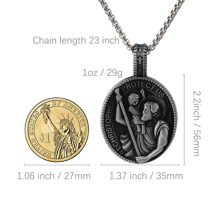 Christianartworkshop Halskette mit Anhänger „St. Christopher Protect Us“ im klassischen Stil
