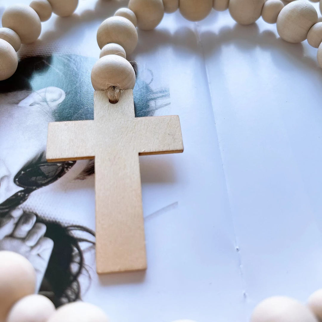Christianartworkshop Klassischer rustikaler Stil, Kreuzquaste, Holzperlen-Dekorationen