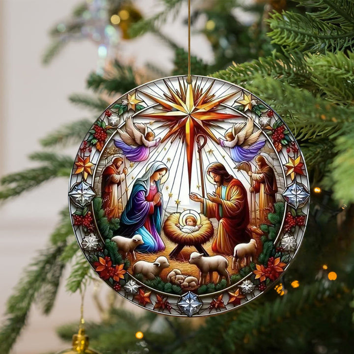 Christianartworkshop Buntglas-Stile, bunte Weihnachtskrippe, hängende Ornamente, B - image 3