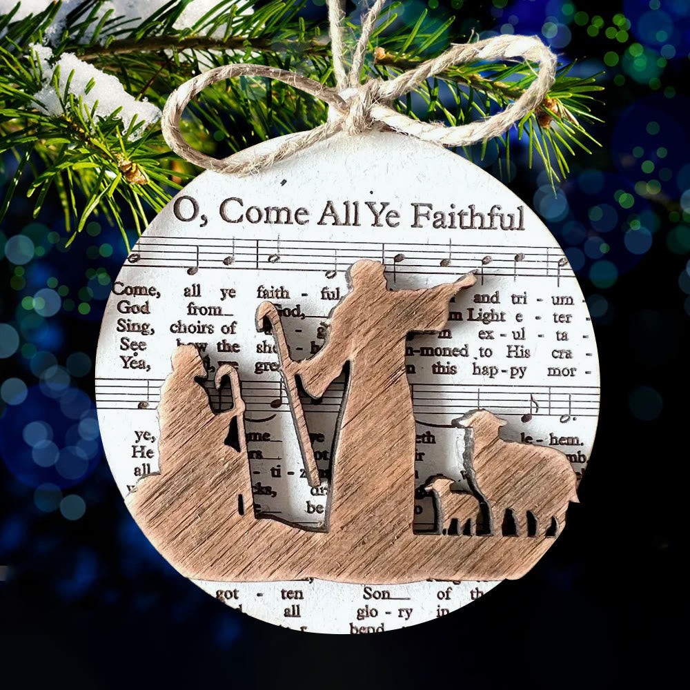 Christianartworkshop Weihnachtskrippen-Ornamente aus Holz im rustikalen Stil, 5 Stück - Stil B - image 6