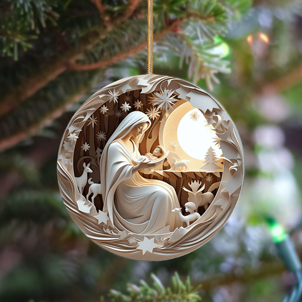 Christianartworkshop Skulpturaler Stil Krippe Weihnachten Hängende Ornamente A - image 2