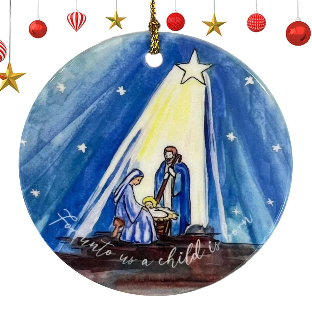 Christianartworkshop Weihnachtskrippe im farbigen Stil, Sternennacht, Acryl, Weihnachtskrippe, Hängeornamente - image 3