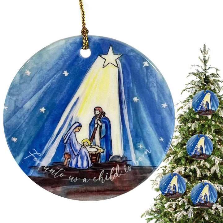 Christianartworkshop Weihnachtskrippe im farbigen Stil, Sternennacht, Acryl, Weihnachtskrippe, Hängeornamente - image 4