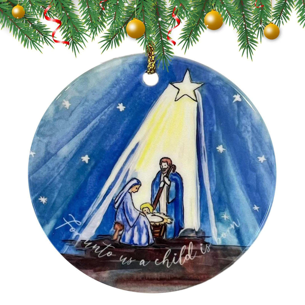 Christianartworkshop Weihnachtskrippe im farbigen Stil, Sternennacht, Acryl, Weihnachtskrippe, Hängeornamente - image 1