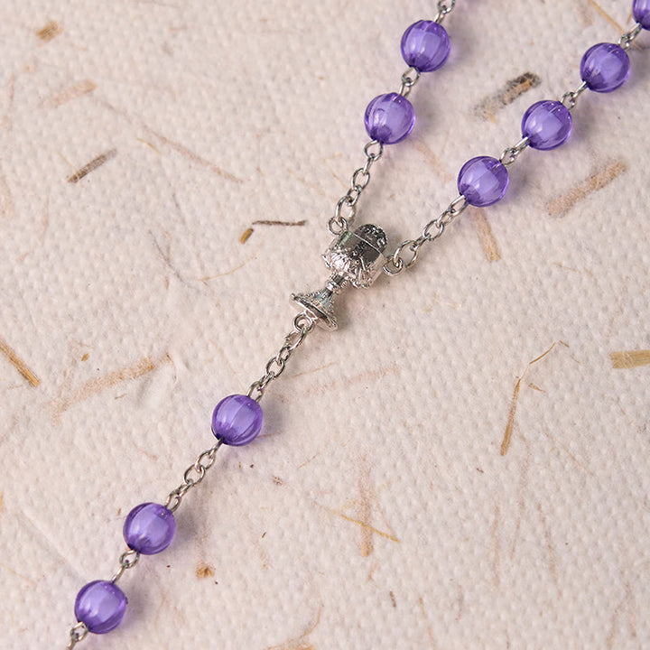 Christianartworkshop Rosenkranz mit Heiliger Jungfrau Maria und Kruzifix, 8 mm rund, violett, Acryllegierung