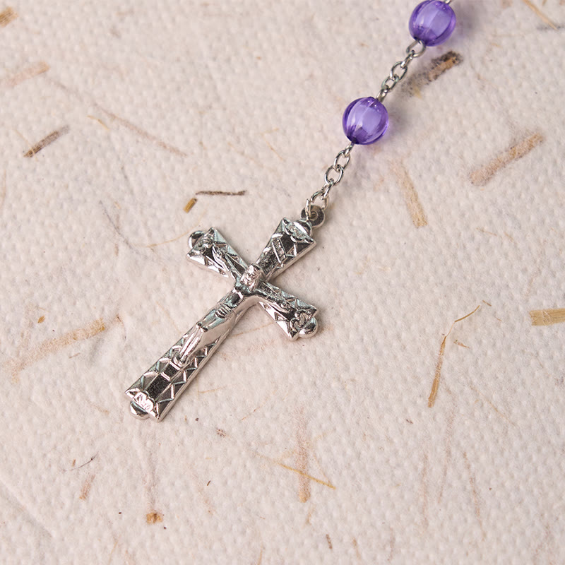 Christianartworkshop Rosenkranz mit Heiliger Jungfrau Maria und Kruzifix, 8 mm rund, violett, Acryllegierung