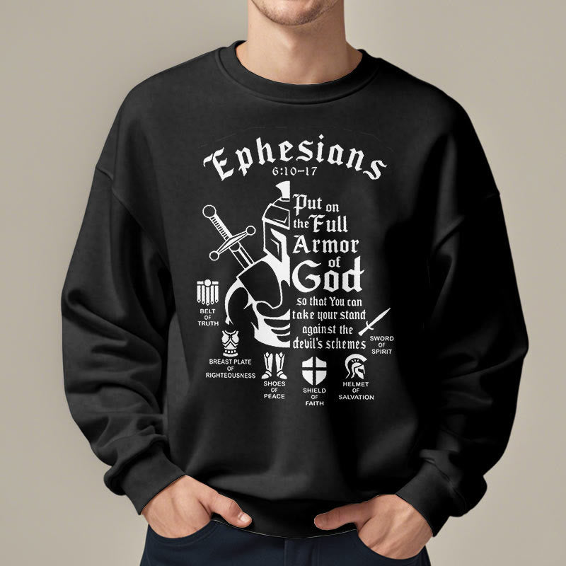 Christianartworkshop Zitat-Stil Volle Rüstung Gottes Fleece-gefüttertes Polyester-Sweatshirt - image 8