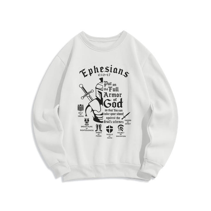 Christianartworkshop Zitat-Stil Volle Rüstung Gottes Fleece-gefüttertes Polyester-Sweatshirt - Weiß - 2XL - image 10