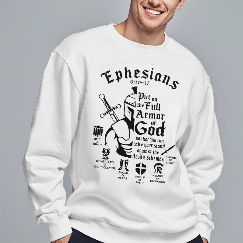 Christianartworkshop Zitat-Stil Volle Rüstung Gottes Fleece-gefüttertes Polyester-Sweatshirt - image 13