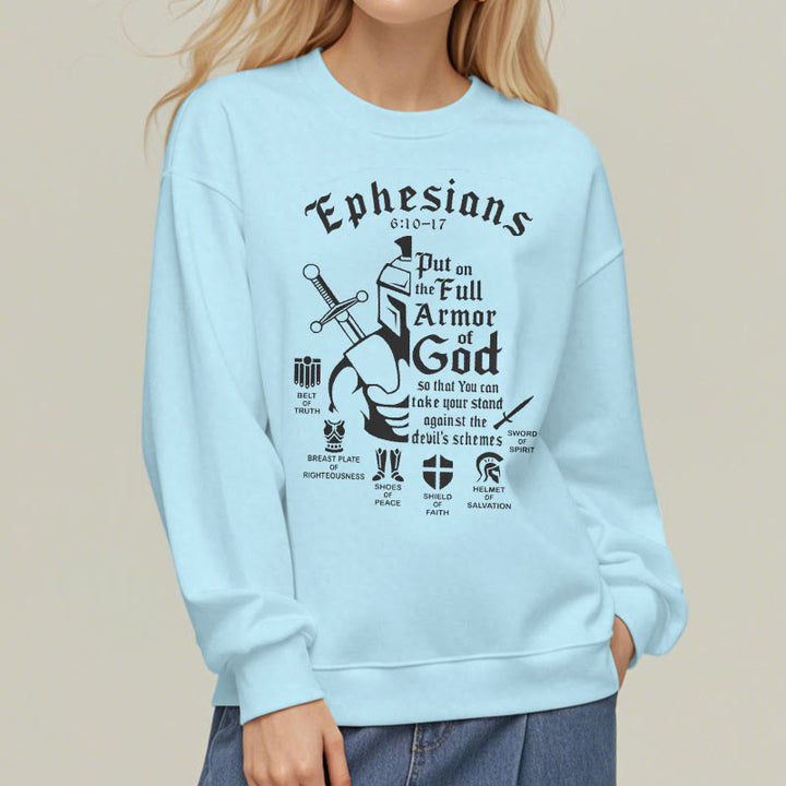 Christianartworkshop Zitat-Stil Volle Rüstung Gottes Fleece-gefüttertes Polyester-Sweatshirt