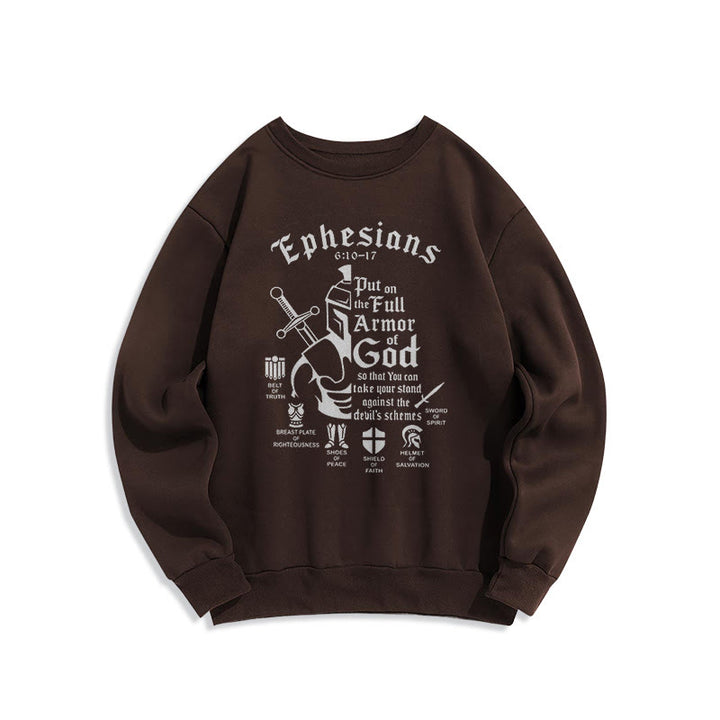Christianartworkshop Zitat-Stil Volle Rüstung Gottes Fleece-gefüttertes Polyester-Sweatshirt - Braun - 2XL - image 15