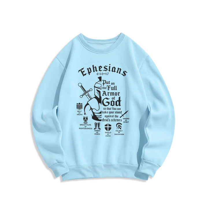 Christianartworkshop Zitat-Stil Volle Rüstung Gottes Fleece-gefüttertes Polyester-Sweatshirt - Blau - 2XL - image 25