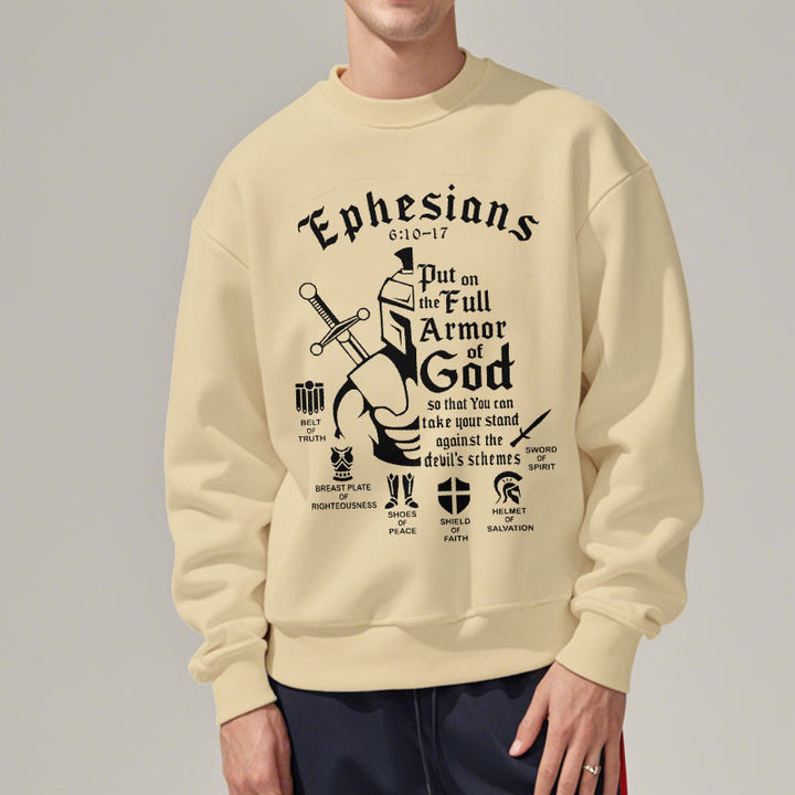 Christianartworkshop Zitat-Stil Volle Rüstung Gottes Fleece-gefüttertes Polyester-Sweatshirt - image 1