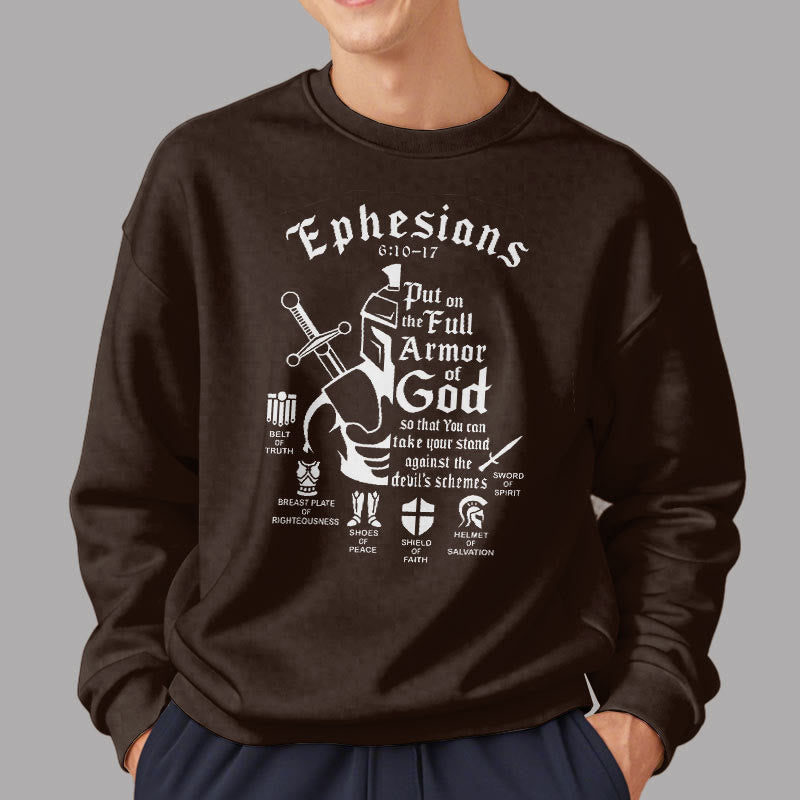 Christianartworkshop Zitat-Stil Volle Rüstung Gottes Fleece-gefüttertes Polyester-Sweatshirt - image 17