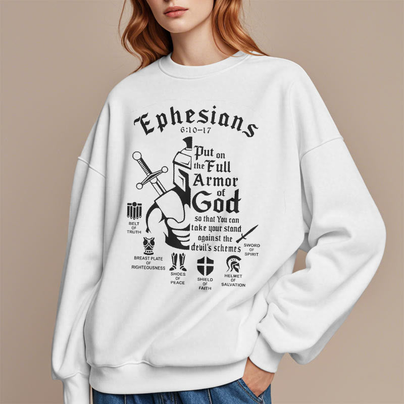 Christianartworkshop Zitat-Stil Volle Rüstung Gottes Fleece-gefüttertes Polyester-Sweatshirt