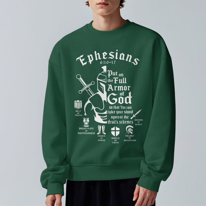 Christianartworkshop Zitat-Stil Volle Rüstung Gottes Fleece-gefüttertes Polyester-Sweatshirt