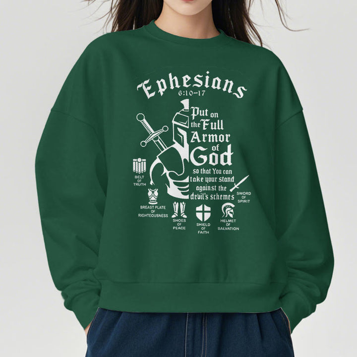 Christianartworkshop Zitat-Stil Volle Rüstung Gottes Fleece-gefüttertes Polyester-Sweatshirt