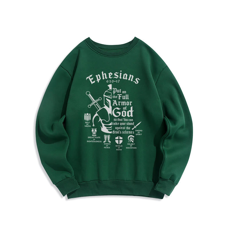 Christianartworkshop Zitat-Stil Volle Rüstung Gottes Fleece-gefüttertes Polyester-Sweatshirt