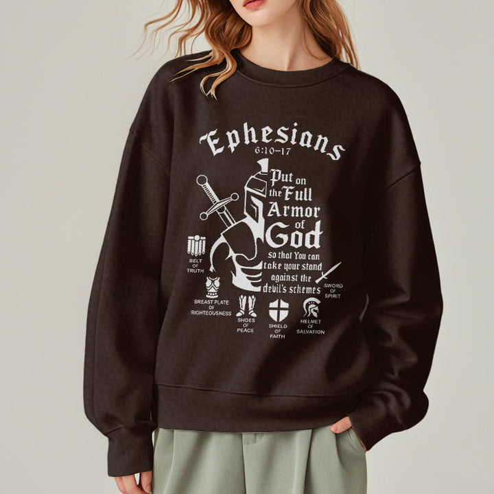Christianartworkshop Zitat-Stil Volle Rüstung Gottes Fleece-gefüttertes Polyester-Sweatshirt - image 18