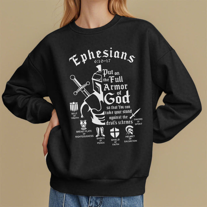 Christianartworkshop Zitat-Stil Vollrüstung Gottes Fleece-gefüttertes Polyester-Sweatshirt - image 7