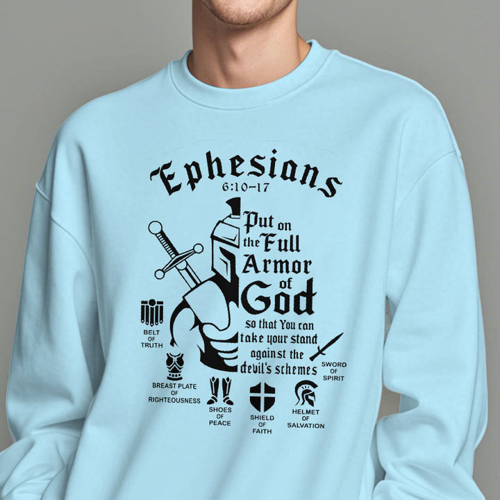 Christianartworkshop Zitat-Stil Volle Rüstung Gottes Fleece-gefüttertes Polyester-Sweatshirt - image 28
