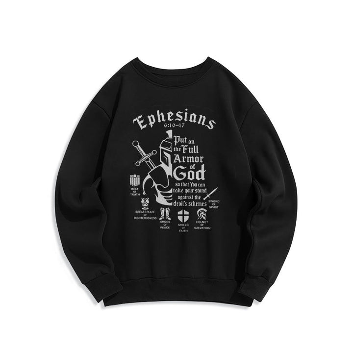 Christianartworkshop Zitat-Stil Volle Rüstung Gottes Fleece-gefüttertes Polyester-Sweatshirt - Schwarz - 2XL - image 5
