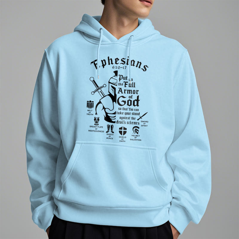 Christianartworkshop Zitat-Stil Volle Rüstung Gottes Fleece-gefütterter Polyester-Kapuzenpullover